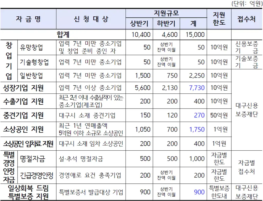 대구광역시 중소기업 경영안정자금 22년 지원규모 대구광역시 중소기업 경영안정자금 22년 지원규모